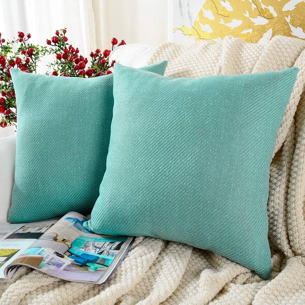 2Pcs Chenille Pom Poms Cushion Covers Throw Pillow Shell Home Sofa Decor 45x45cm 