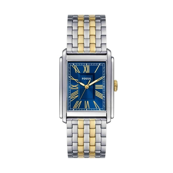 Fossil Montre Homme Carraway Quartz Acier Inoxydable Trois Aiguilles, Couleur : Argent/or (Modèle : Fs6010)
