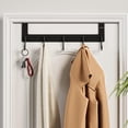 thumbnail image 3 of ACMETOP Over The Door Hooks, Over The Door Hanger, Heavy Duty Aluminum Over The Door Towel Rack, Door Hooks for Hanging Coat, Towel, Bag, Robe - 5 Hooks, Brush Finish (Matte Black 1Pcs), 3 of 10