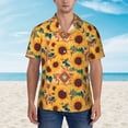 thumbnail image 2 of Balery Bohemian Sunflower Camisas hawaianas de manga corta para hombre, camisas playeras de corte holgado, camisas de vacaciones con botones,3X-Large, 2 of 7