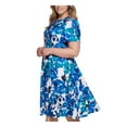 thumbnail image 3 of CALVIN KLEIN Womens White Zippered Floral Short Sleeve Jewel Neck Knee Length Wear To Work Shift Dress Plus 18W, 3 of 4