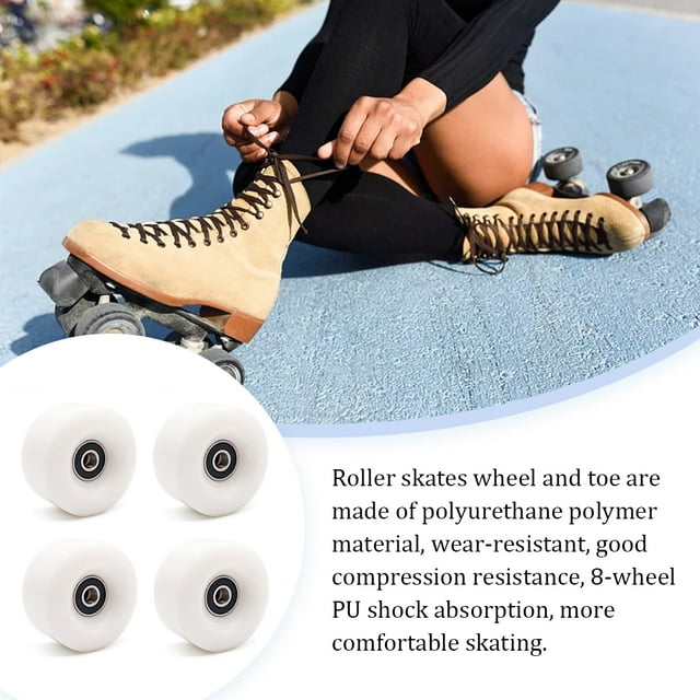 4 Pcs Roues de Patin de Remplacement Accessoires Modifiés Roues Épaisses pour Patins à Roues Alignées avec Roulements Accessoire de Sport de Patinage Blanc