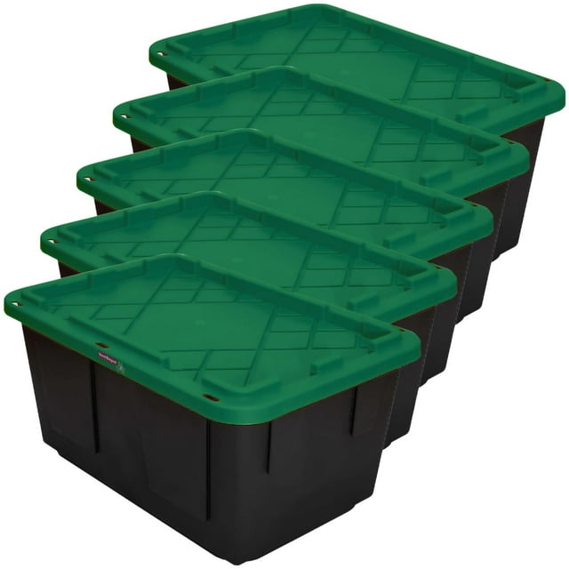 Caja Apilable VentDepot BoxUpGreen 5 Piezas 102 Lt 77x52x38cm Polietileno Negro/Verde