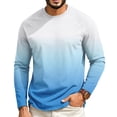 thumbnail image 2 of OIOLOYJM Mens T-Shirts Casual Cotton Long-Sleeve Crew Neck Gradient Hiking Sport Tee Shirts Basic Breathable Gym Clothes Sky Blue L, 2 of 5