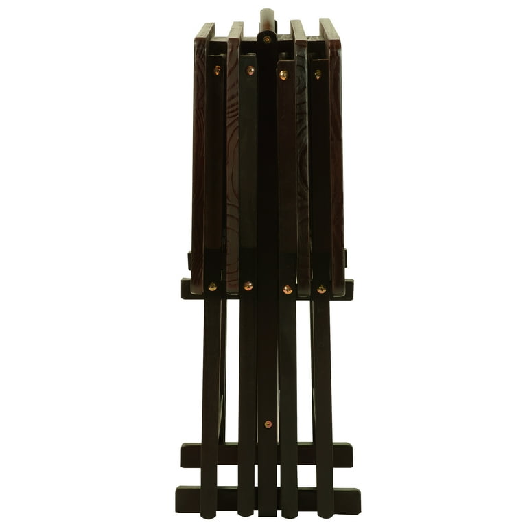 5 Piece TV Tray Table Set with Holder in Espresso 4 Trays 1 Stand