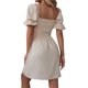 thumbnail image 5 of Txlixc Vestido de manga corta de mujer, cuello cuadrado, pliegue de pliegue Txlixc moda, 5 of 6