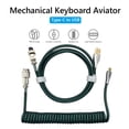 thumbnail image 1 of Cable De Aviador Cable USB-C con conector de aviador para teclado mecánico en espiral 2 en 1 (verde militar), 1 of 7