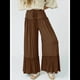 thumbnail image 5 of Pantalones Palazzo Holgados de Playa con Cintura Alta Elástica, Dobladillo con Volantes y Pierna para Mujer Color Café S, 5 of 7