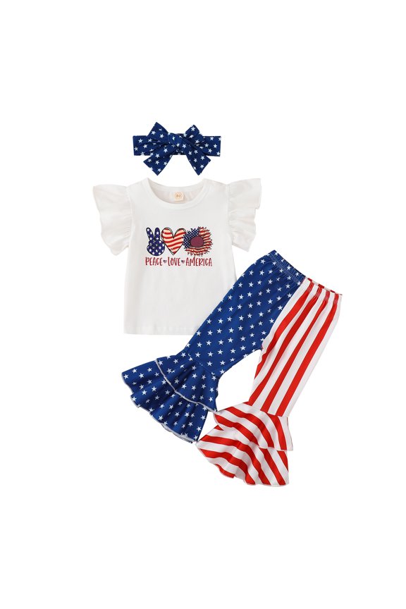 Girls 4th of July Independence Day Toddler Kids Outfit Pants Clothing Sets