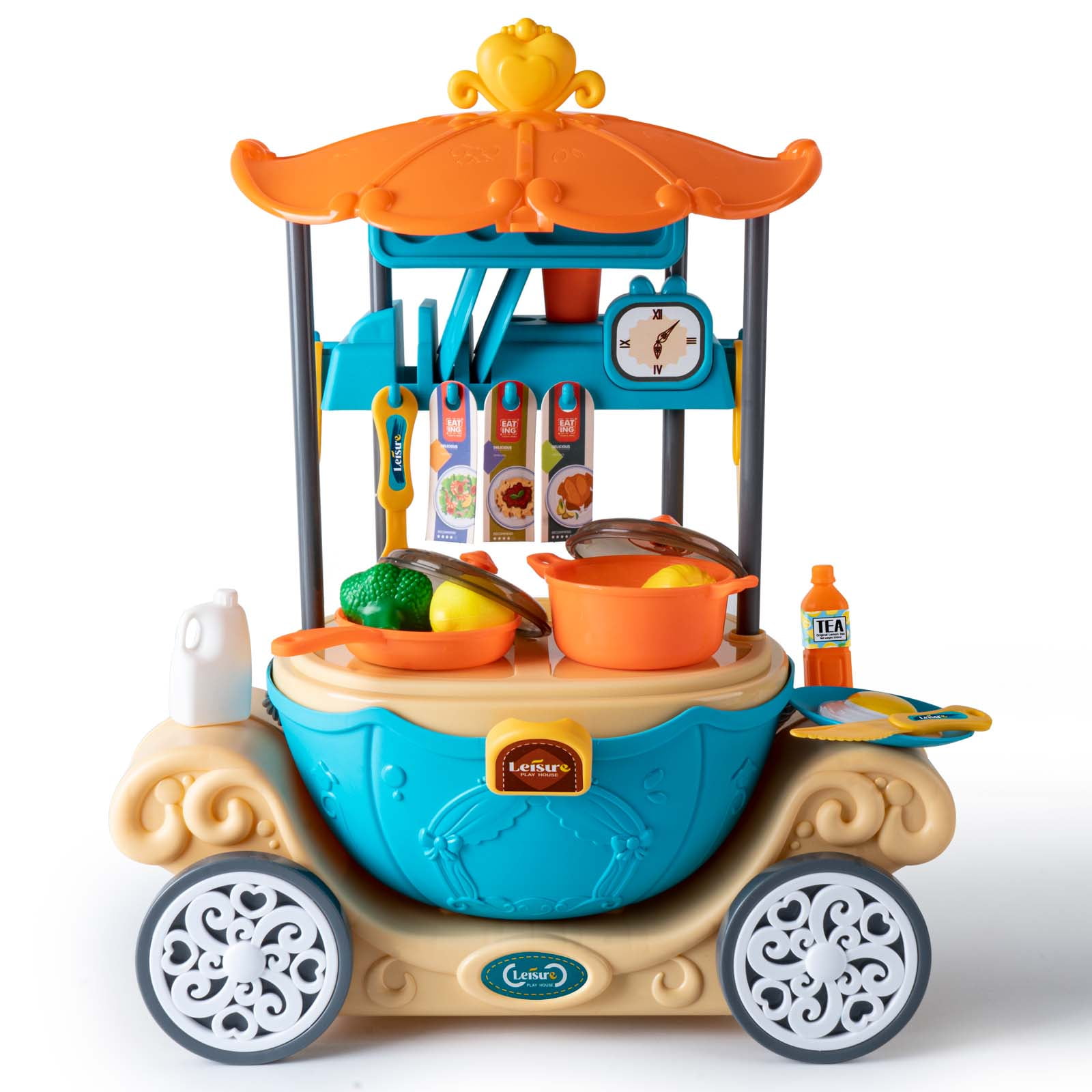 6 in 1 Dining Cart Toys Mobile Trolley Set Kids Pretend Play Toys Fun