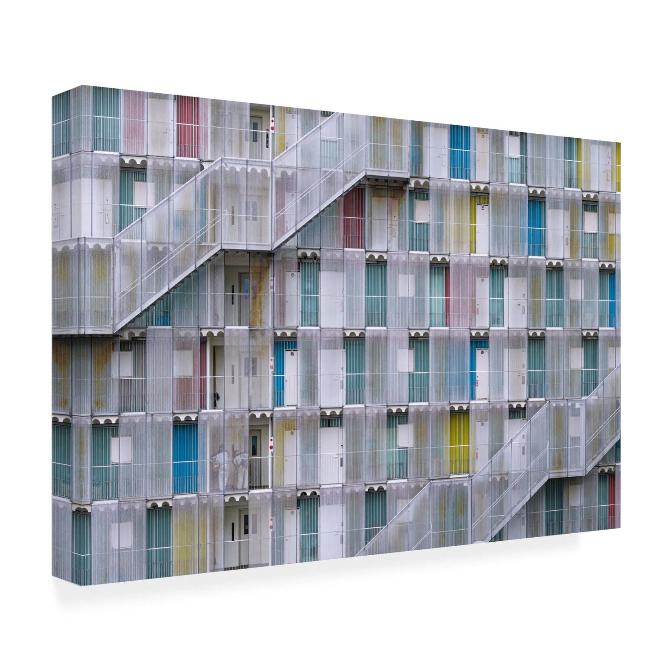 Canvas Wall Art - Takeshi Mitamura 'Pastel Color Doors' Wall Art for Living Room, Bedroom, or Office Décor by Trademark Fine Art - 32 x 22 Inches