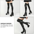 thumbnail image 6 of Himition 1 Pair of Delicate Autumn Winter Boots Exquisite Female Thick Heel Boots (Black), 6 of 6