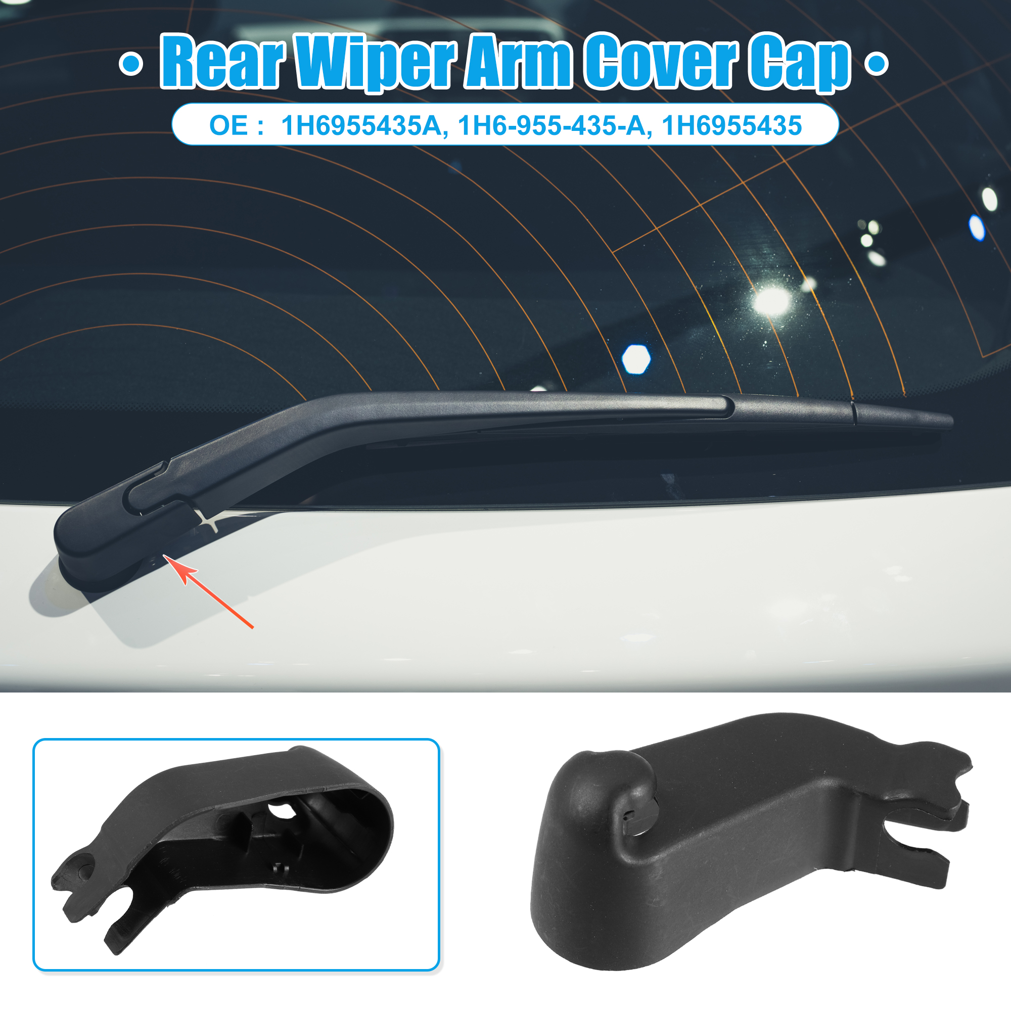 Unique Bargains Rear Wiper Arm Cover Cap for VW Golf 1993-1999 1H6955435A