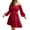 Wine, variant on OSOLU Women Fashion Casual Solid Color Elastic Leaf Long Sleeve With Belt With Off Shoulder Chiffon Dress Fashionable Sundress Dresses For Women 2025 Elegant Classy