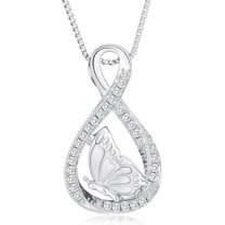 Infinity Cremation Jewelry Urn Necklace for Ashes - Butterfly Urn Pendant Keepsake Necklaces Crystal Memorial Cremation Jewelry Gift for Woman
