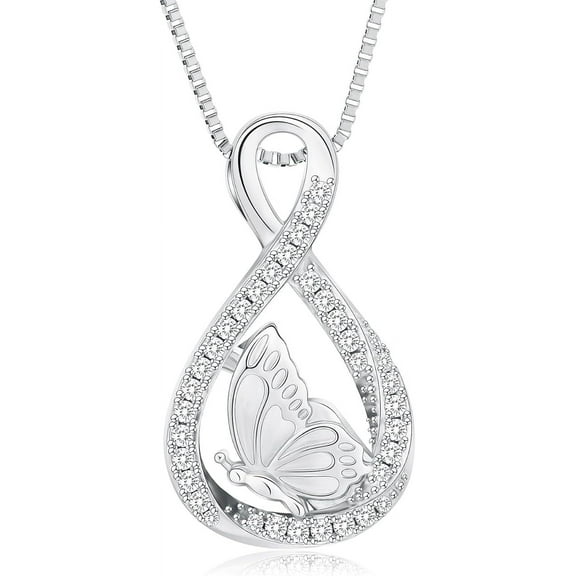 Infinity Cremation Jewelry Urn Necklace for Ashes - Butterfly Urn Pendant Keepsake Necklaces Crystal Memorial Cremation Jewelry Gift for Woman