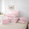 thumbnail image 6 of Erosebridal Cute Pink Bowknot 7 Pieces Bedding Comforter Set For Girl Kids,Colorful Kawaii Geometric Rhombus Full Bedding Set,Reversible pink, 6 of 7