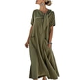 thumbnail image 2 of Wowcloth Women's Tie-Neck Maxi Dress with Short Sleeves, Loose Fit, Solid Color, Pockets for Casual and Daily Wear, 2 of 6