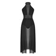 thumbnail image 4 of IEFIEL Womens Sleeveless Lyrical Dance Dress Illusion Deep V-neck Mesh Split Maxi Dress Flowy Modern Dance Leotard Black L, 4 of 7