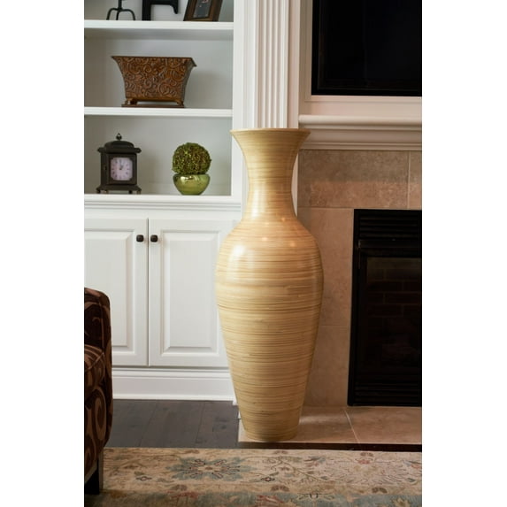 Pack of 1, 36-In Tall Classic Natural Handmade Bamboo Floor Vase -- Natural for Home or Office Decor
