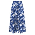 thumbnail image 5 of Maxi Boho Skirt for Women, Summer Elastic High Waist Pleated A-Line Flowy Ruffle Tiered Long Beach Skirt Cotton Midi Skirt Blue S, 5 of 5