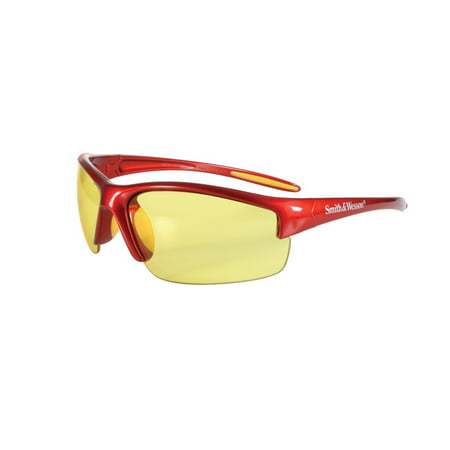 Smith & Wesson 3016310 Equalizer Safety Glasses - Red Frame - Amber Lens, 1 Pair, Stylized frames feature a cutting edge design that's ideal for work and play By Jackson Safety