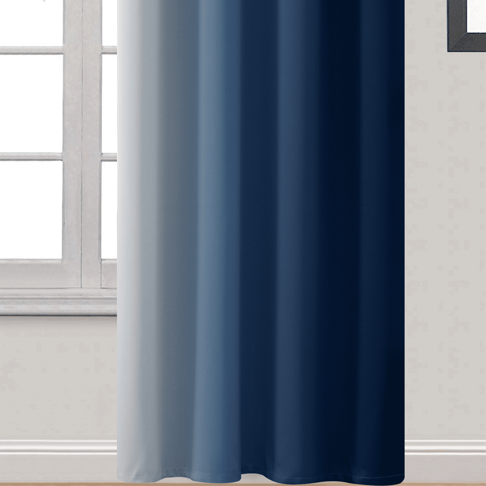 Yakamok Light Blocking Blackout Ombre Blue Curtains for Bedroom,Room Darkening Grommet Window Drapes for Living Room, 52x84 inches, 2 Panels