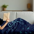 thumbnail image 3 of Saying Soft Flannel Fleece Throw Blanket, Phrase in Handwriting Style on Starry Background Modern Calligraphy, Cozy Plush for Indoor and Outdoor Use, 70" x 90", Aqua and Navy Blue, by Ambesonne, 3 of 5