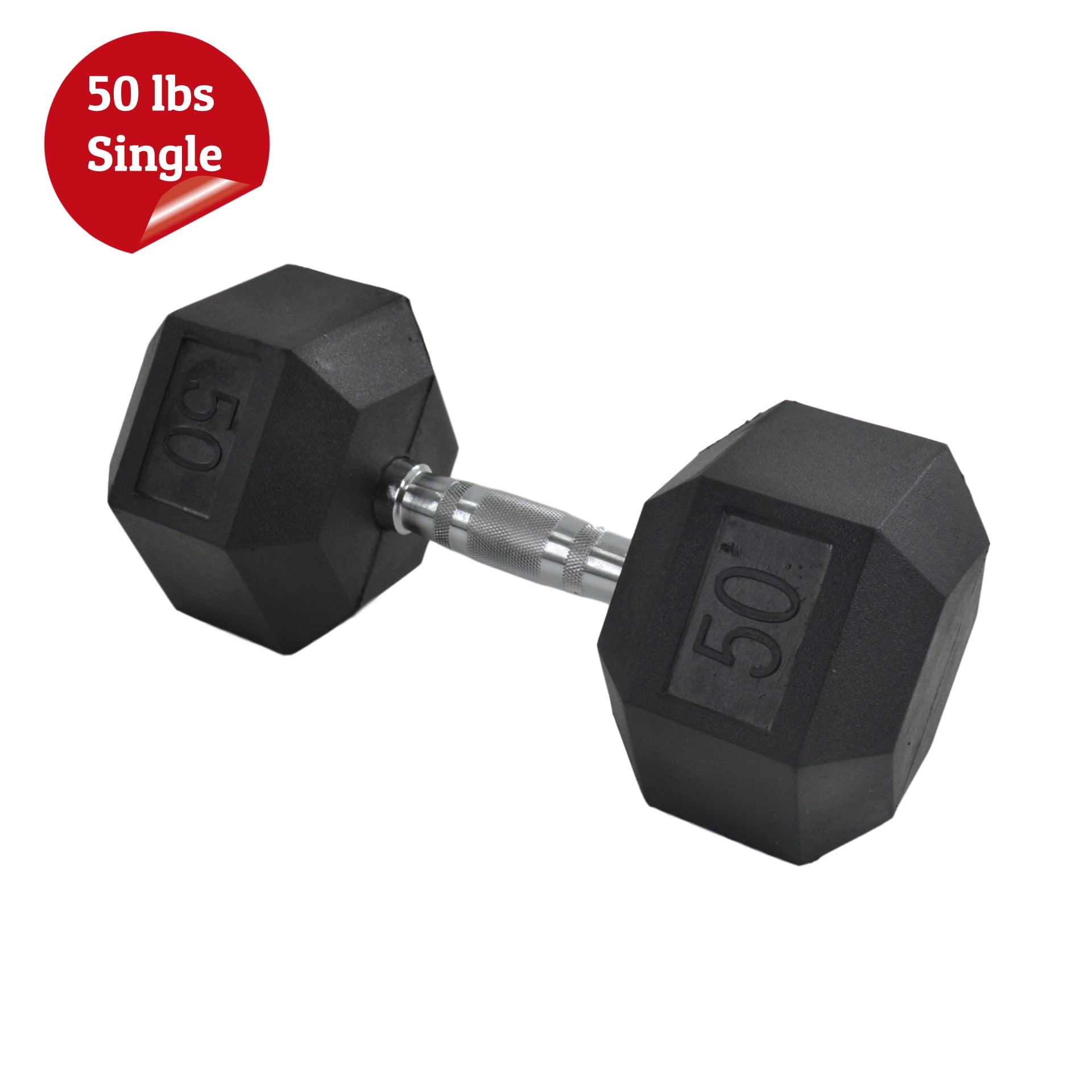 Hexagonal Hex Rubber Dumbbells 10, 15,20, 25, 30, 35, 50 lbs Weights