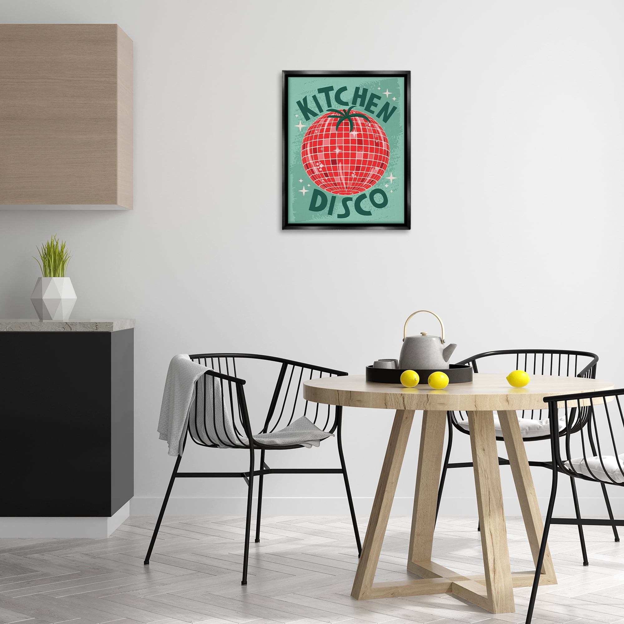 Stupell Industries Kitchen Disco Tomato Food & Beverage Painting Black Floater Framed Canvas Art Print Wall Art, 17 x 21