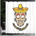 thumbnail image 4 of Ambesonne Day of Dead Shower Curtain, Skull with Sombrero, 69"Wx84"L, Yellow White Ivory, 4 of 5