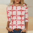 thumbnail image 1 of FcBaudy Hauts pour Femmes, Chemisiers et Chemises à Manches Longues à Col Rond, Chemises pour Femmes T-shirt Ample Imprimé de Mode pour Femmes Blouse à Manches 3/4 Col Rond Blouse Décontractée pour Femmes, 1 of 5