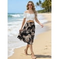 thumbnail image 3 of JWD Women's Skirts Flowy Maxi Skirt Summer Long Midi Length Casual Skirt Elegant Cool Dress with Pockets Black Palm Leaf 2XL, 3 of 10