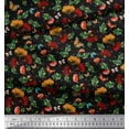 thumbnail image 2 of Soimoi Black Cotton Duck Fabric Leaves,Insect & Floral Artistic Decor Fabric Printed BTY 42 Inch Wide, 2 of 3