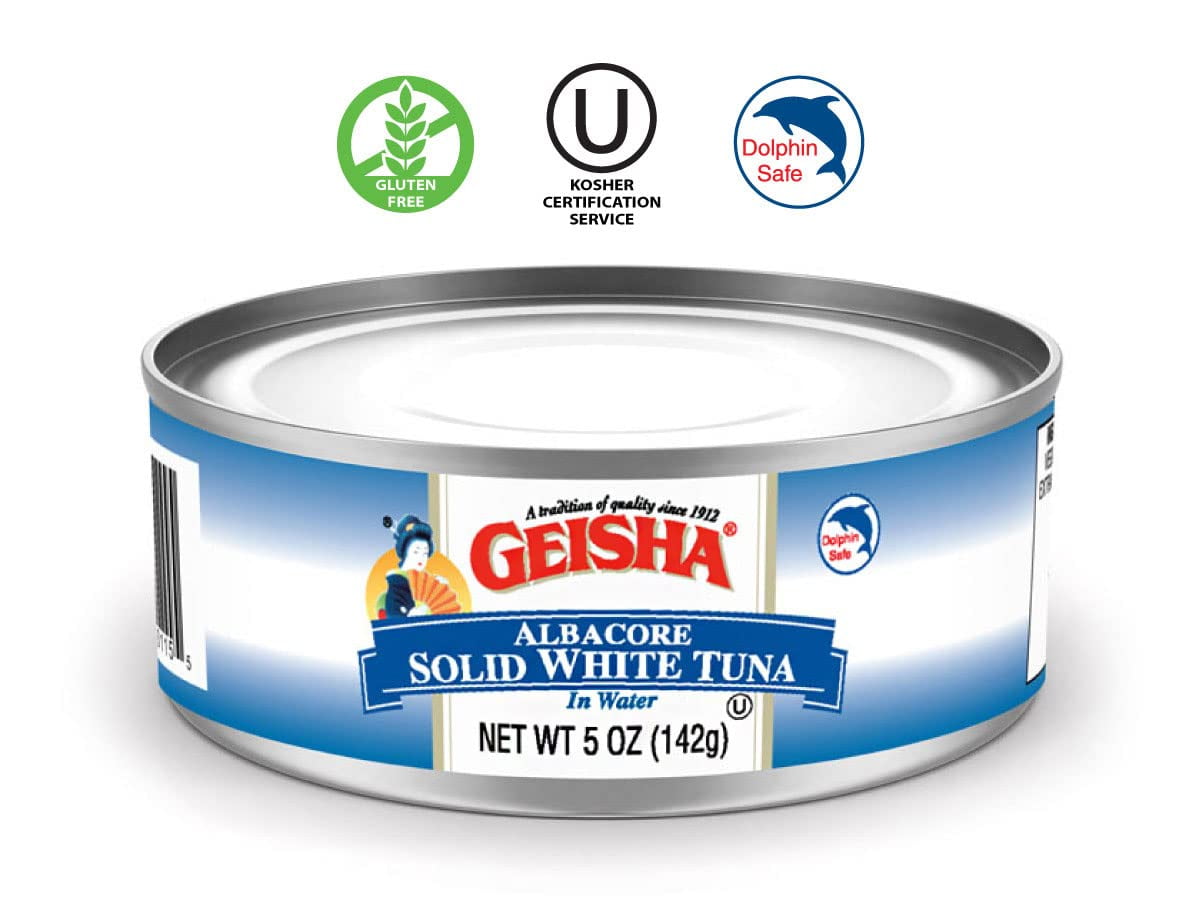 GEISHA Solid White Tuna In Water 5oz(Pack of 24), Canned Albacore Tuna | No Trans Fat - No Sugar Added – Kosher Certified – Gluten Free – Omega 3 – Good Source of Protein