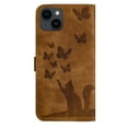 thumbnail image 5 of Mantto Cases for Apple iPhone 13 - 6.1 inch Butterfly Embossed & Cute Cat Patterned Wallet Case for Women Card Holder Flip Cover Kickstand PU Leather Magnetic Folio with Strap, Brown, 5 of 13