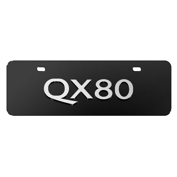 INFINITI QX80 in 3D European Look Half-Size Black Stainless Steel License Plate