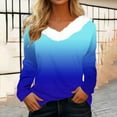 thumbnail image 3 of Elainilye Fashion Womens Long Sleeve Tops V-Neck Fur-Collar Blouse Causal Pullover Top Underscrubs Underwear,Blue, 3 of 5
