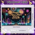 thumbnail image 2 of Colorful Fireworks Happy New Year Banner Golden Clock 2026 New Year Display City Glittering Numbers New Year Eve Backdrop for New Year Celebration 2026 Party Indoor Decoration, 2 of 9