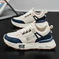 thumbnail image 3 of AOPLUS Men'S Classic Low-Top Sneakers - White & Navy Blue, Lace-Up Casual Sports Shoes with Durable PVC Sole, Comfortable Fabric Lining, and Stylish Design for Casual Attire, Allseason Shoes | Styli, 3 of 8