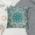 thumbnail image 2 of PHYHOO Grey and Teal Throw Pillow Cushion Cover, Mandala Colored Geometric Pattern of Flower Lines Display Artwork, Decorative Square Accent Pillow Case, Teal Grey White, 2 of 5