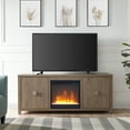 thumbnail image 2 of Evelyn & Zoe Modern Farmhouse Antiqued Gray TV Stand with Crystal Fireplace Insert, for TVs up to 65", 2 of 11