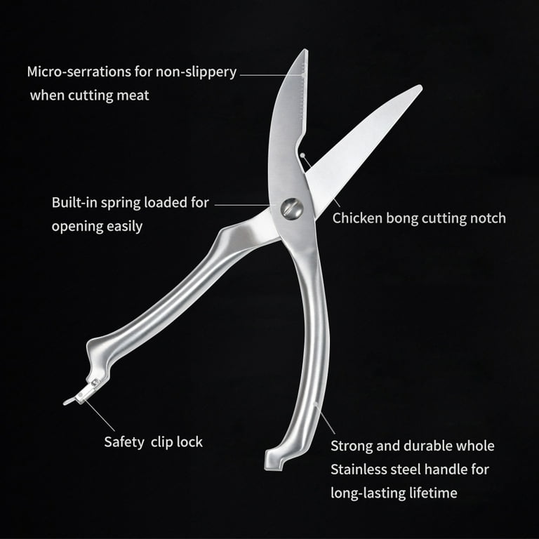 Poultry Shears with Serrated Edge, No Rust Spring Loaded