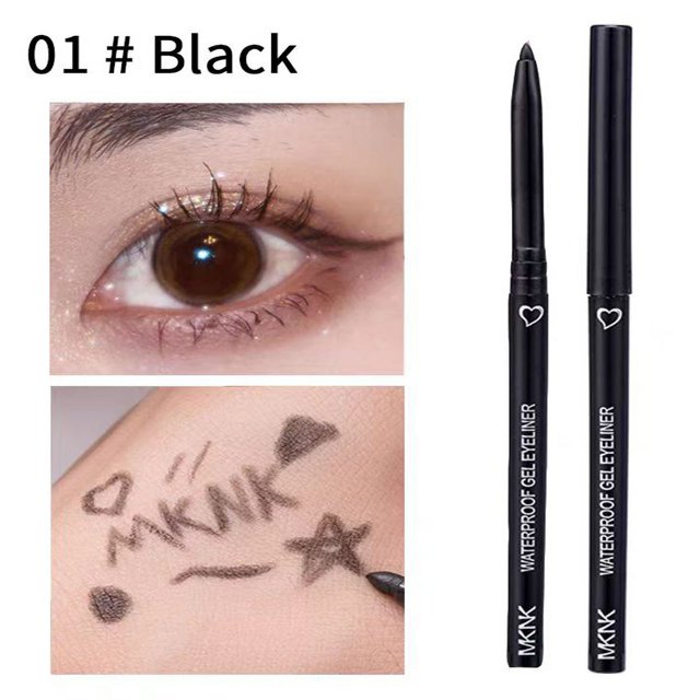 Delineador de ojos de secado rápido para mujer, lápiz de línea de Ojos de larga duración,, herramientas cosméticas, 6 colores, negro y marrón( 01 Black