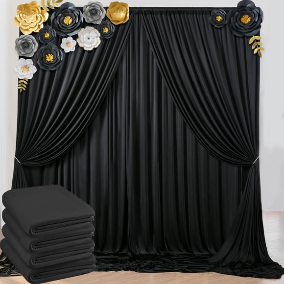 Cortinas de telón de fondo NSSONBEN, antiarrugas, negras, 20 x 8 pies