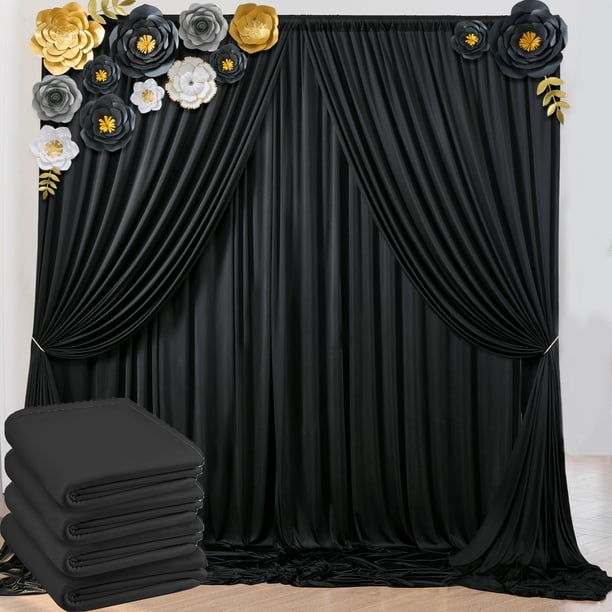 Cortinas de telón de fondo NSSONBEN, antiarrugas, negras, 20 x 8 pies