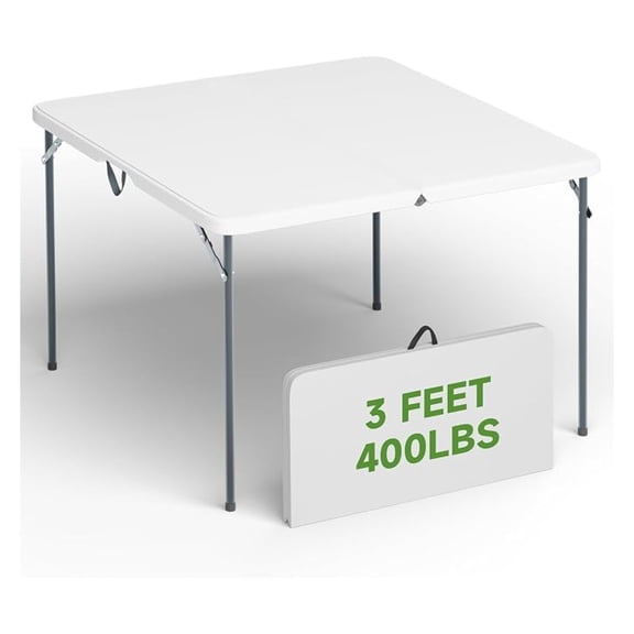 Sunshen 3 ft Square Folding Card Table, Portable Folding Table with Carrying Handle, Heavy Duty 400 lbs Capacity, Ideal for Dining, Camping, Picnic, Party