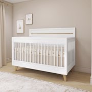 Evolur Loft Antilia Mid-Century 4-In1 Crib, White & Natural