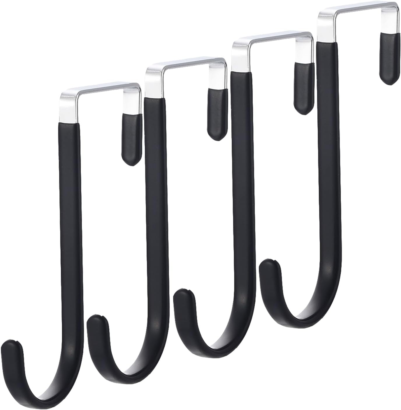 4 Pack Over The Door Hooks, Heavy Duty Organizer Hooks with Soft Rubber Surface Prevents ...