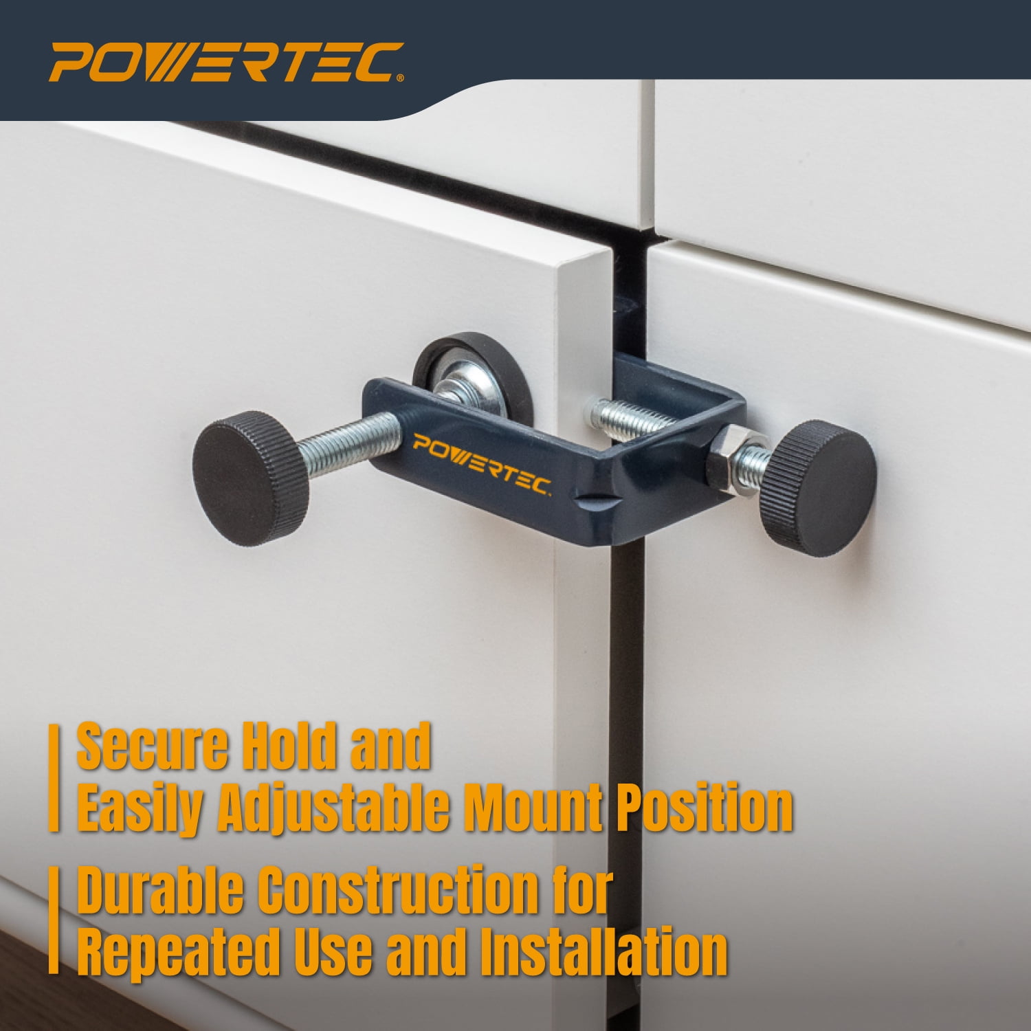 POWERTEC 2PK Drawer Front Installation Clamps, Cabinet Installation Clamps, Adjustable Drawer Fixing Clamp, Drawer Face Mounting Clamps, Easy and Fast Cabinet Assembly Clamps for Woodworking (71181)